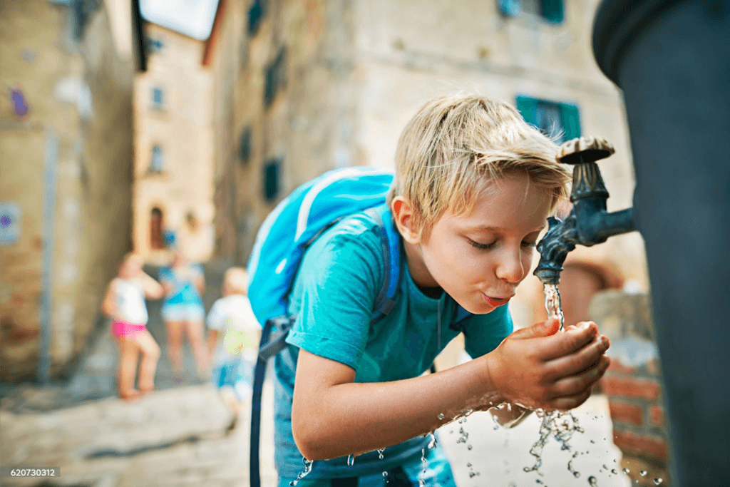 Child drinking clean water